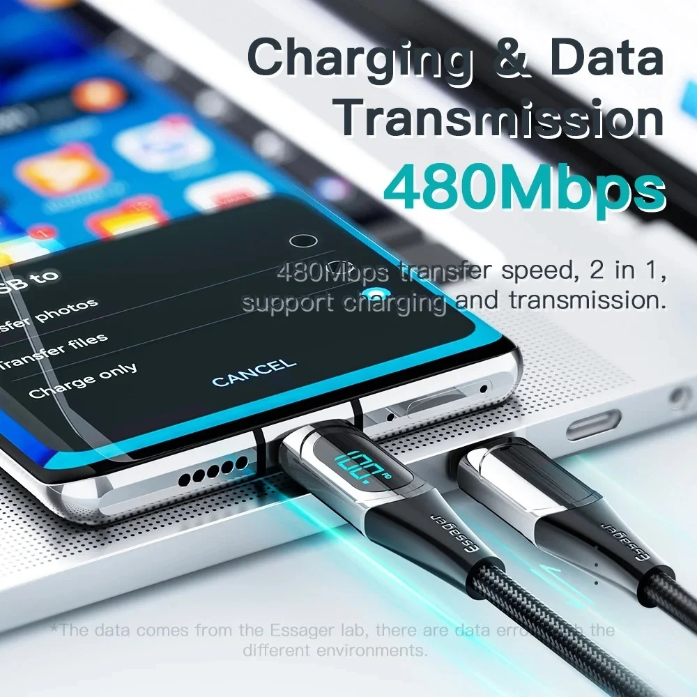 USB Type-C To USB C Cable 100W/5A PD Fast Charging Charger
